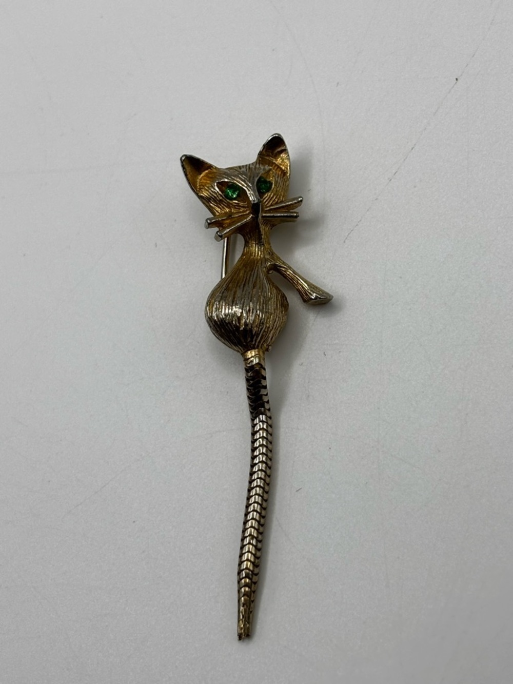 Vintage Cat Brooch with Flexible Snake Tail - Picture 5 of 14